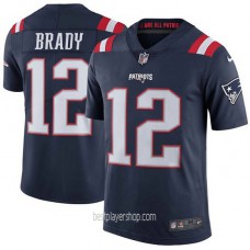 Mens New England Patriots #12 Tom Brady Authentic Navy Blue Rush Vapor Jersey Bestplayer
